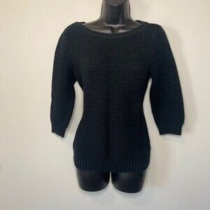 Ralph Lauren Black Crochet Knit Sweater Sz Medium
